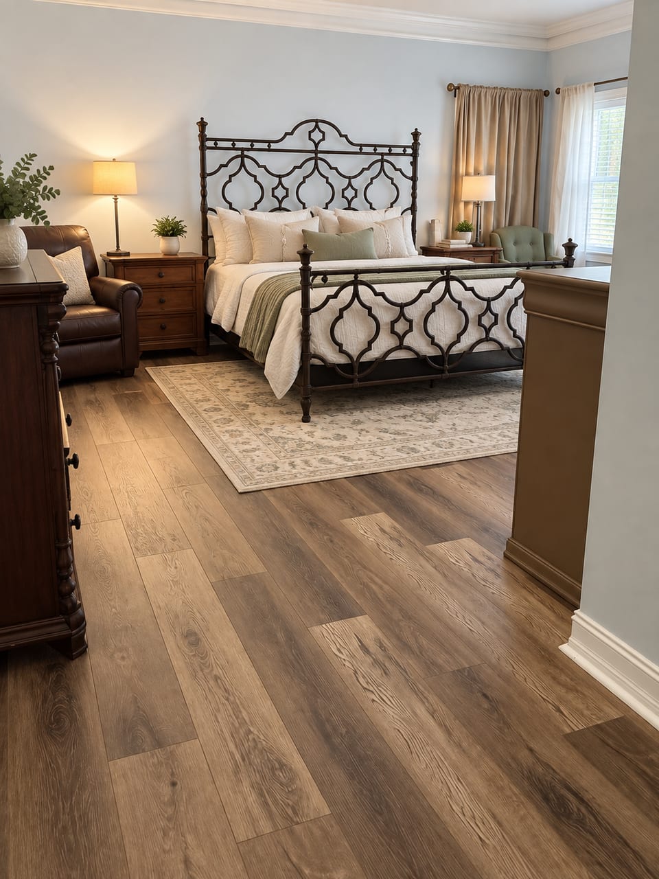 The completed luxury vinyl plank installation